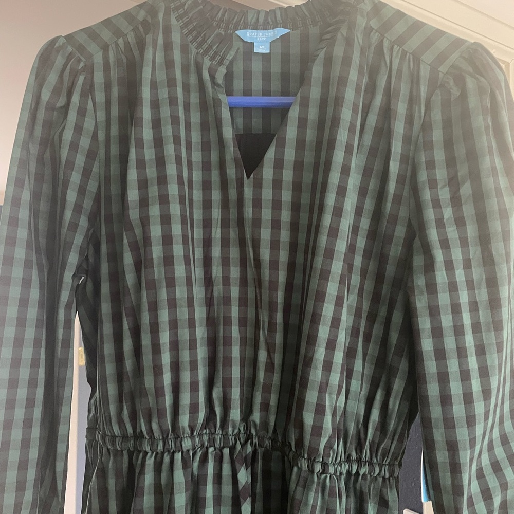 Reese Witherspoon Draper James Green and Black Plaid Dress nwt! Medium